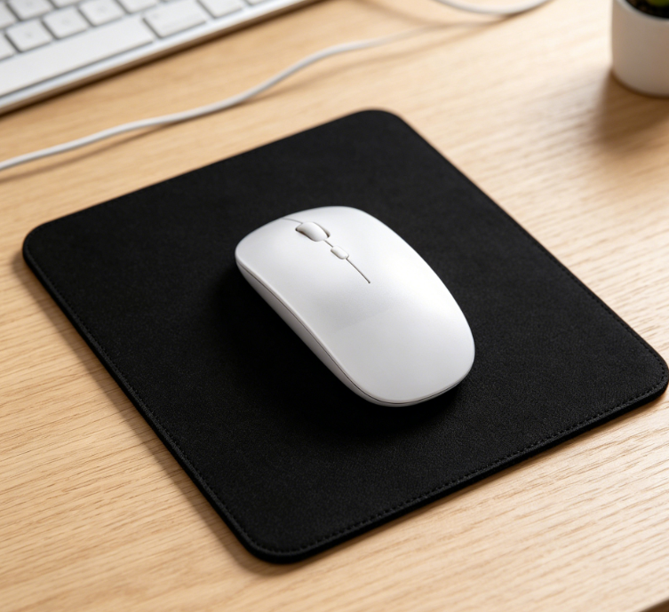 Portable mini black mouse pad. Thickened, washable, and portable mouse pad suitable for home and office use