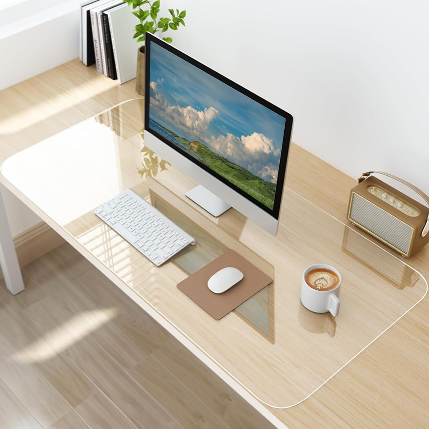 Round Edge Transparent PVC Desktop Cover Mat, Heat And Water Resistant Smooth Writing Surface Mat For Home And Office Daily Use